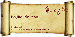 Hajka Áron névjegykártya